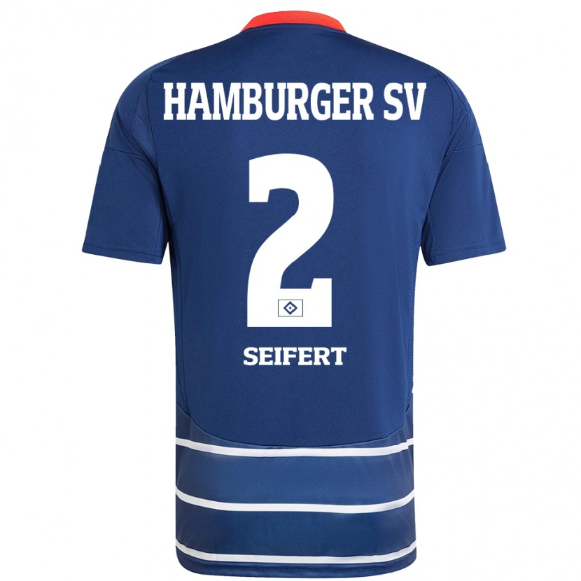 Danxen Kvinnor Luis Seifert #2 Mörkblå Bortatröja Matchtröjor 2024/25 Tröjor T-Tröja