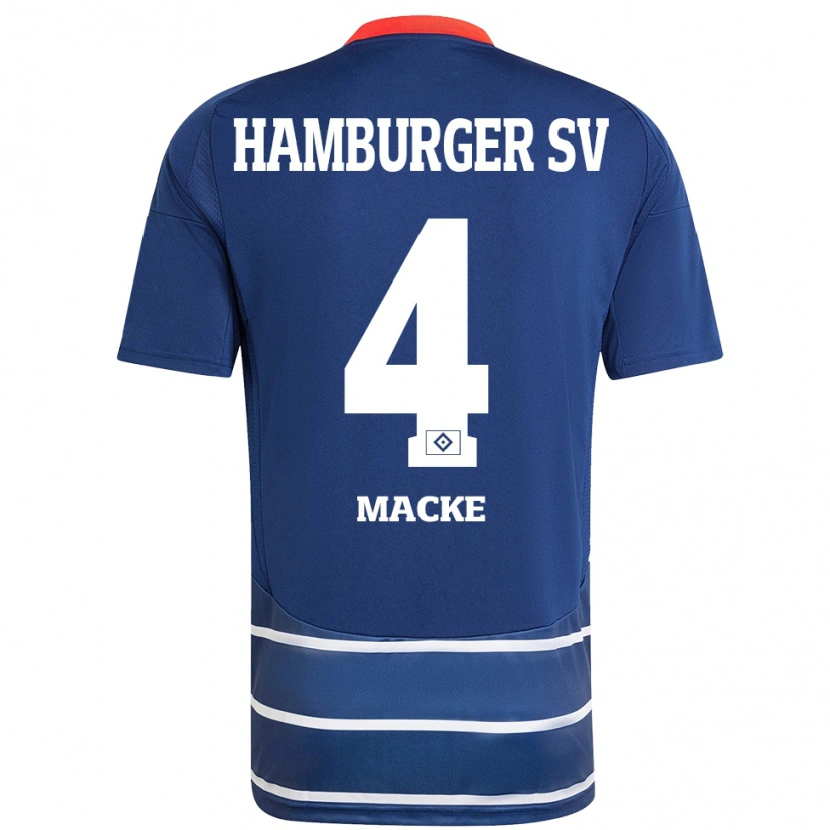 Danxen Kvinnor Jarne Macke #4 Mörkblå Bortatröja Matchtröjor 2024/25 Tröjor T-Tröja