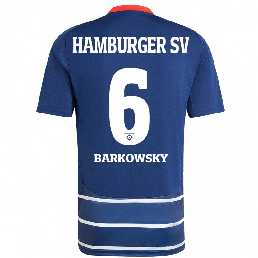 Danxen Kvinnor Finn Barkowsky #6 Mörkblå Bortatröja Matchtröjor 2024/25 Tröjor T-Tröja