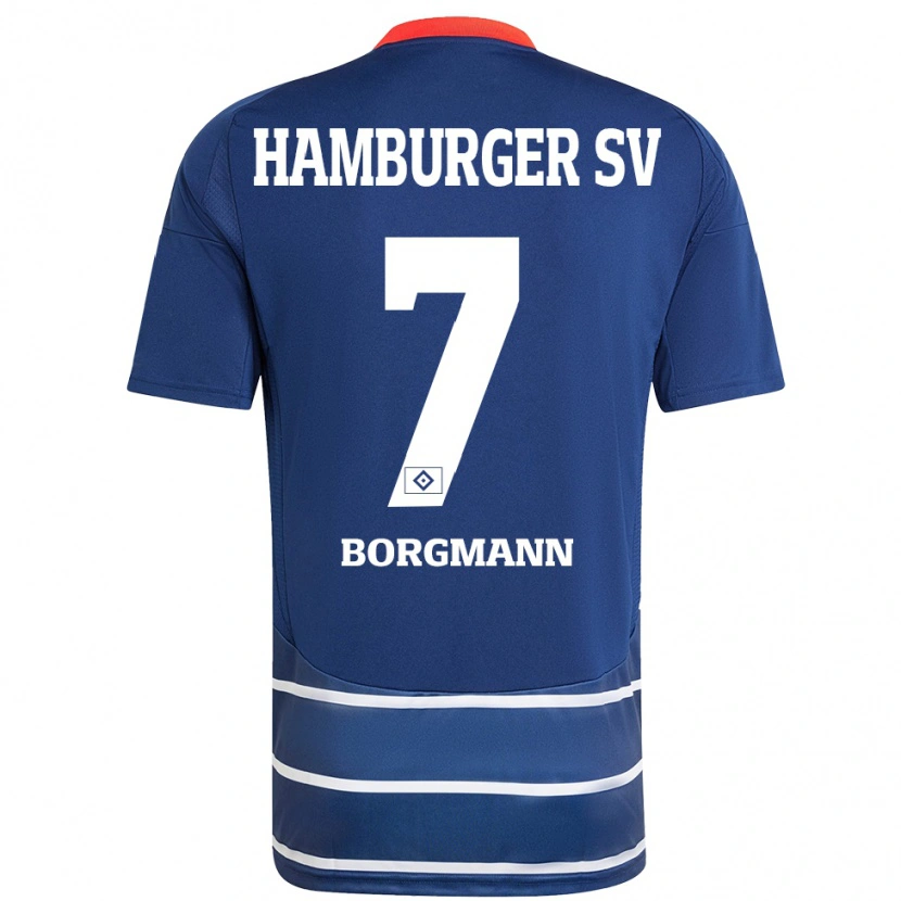 Danxen Kvinnor Marcus Borgmann #7 Mörkblå Bortatröja Matchtröjor 2024/25 Tröjor T-Tröja
