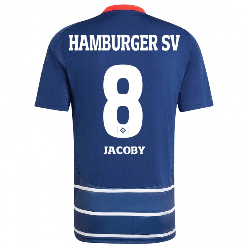 Danxen Kvinnor Leandro Jacoby #8 Mörkblå Bortatröja Matchtröjor 2024/25 Tröjor T-Tröja