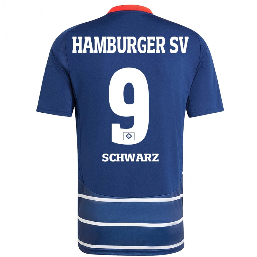 Danxen Kvinnor Rafael Schwarz #9 Mörkblå Bortatröja Matchtröjor 2024/25 Tröjor T-Tröja