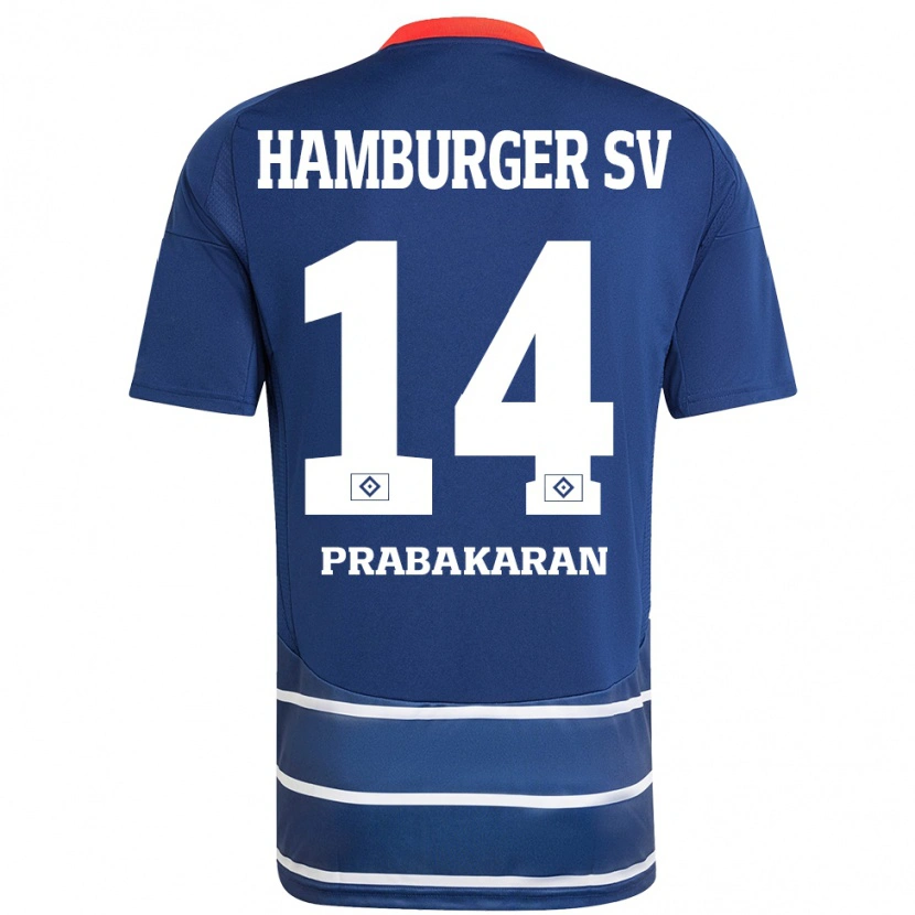 Danxen Kvinnor Nilavan Prabakaran #14 Mörkblå Bortatröja Matchtröjor 2024/25 Tröjor T-Tröja