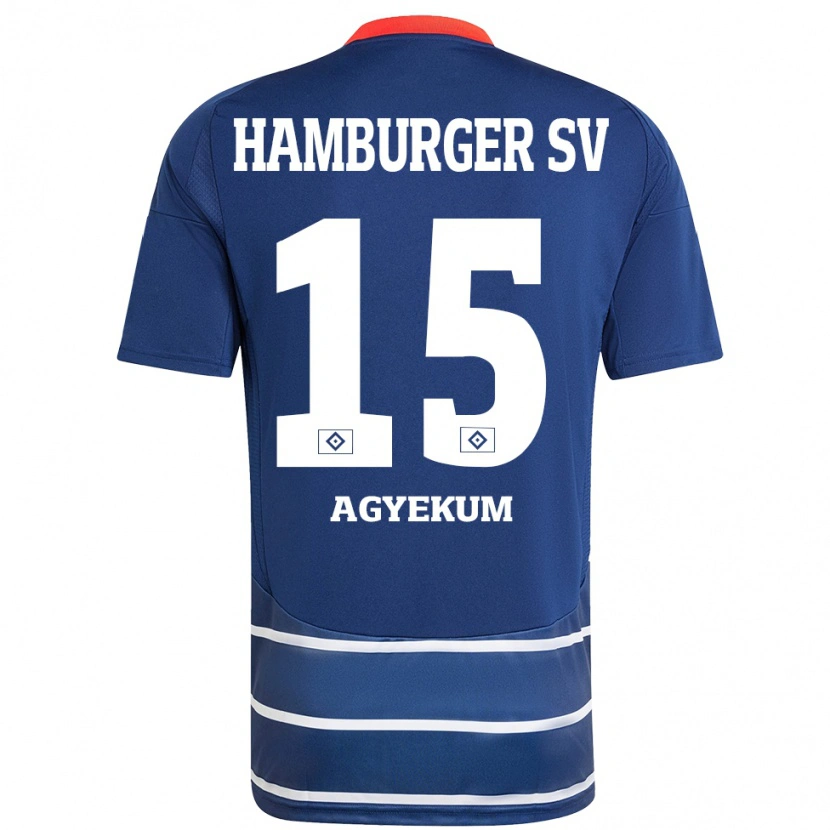 Danxen Kvinnor Joel Agyekum #15 Mörkblå Bortatröja Matchtröjor 2024/25 Tröjor T-Tröja