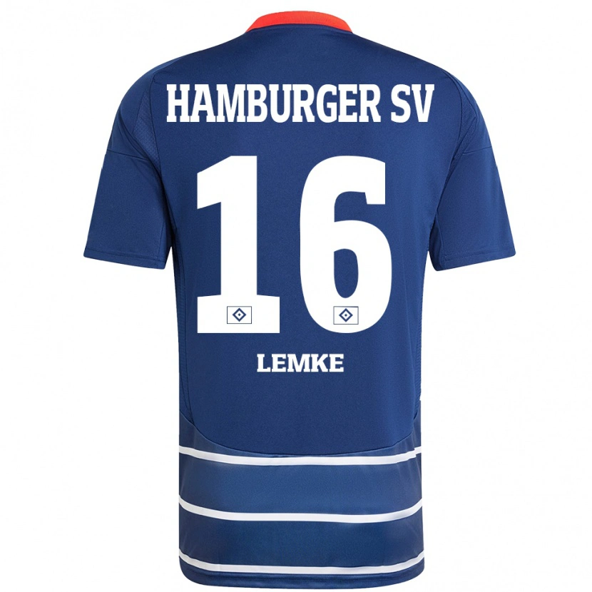 Danxen Kvinnor Louis Lemke #16 Mörkblå Bortatröja Matchtröjor 2024/25 Tröjor T-Tröja