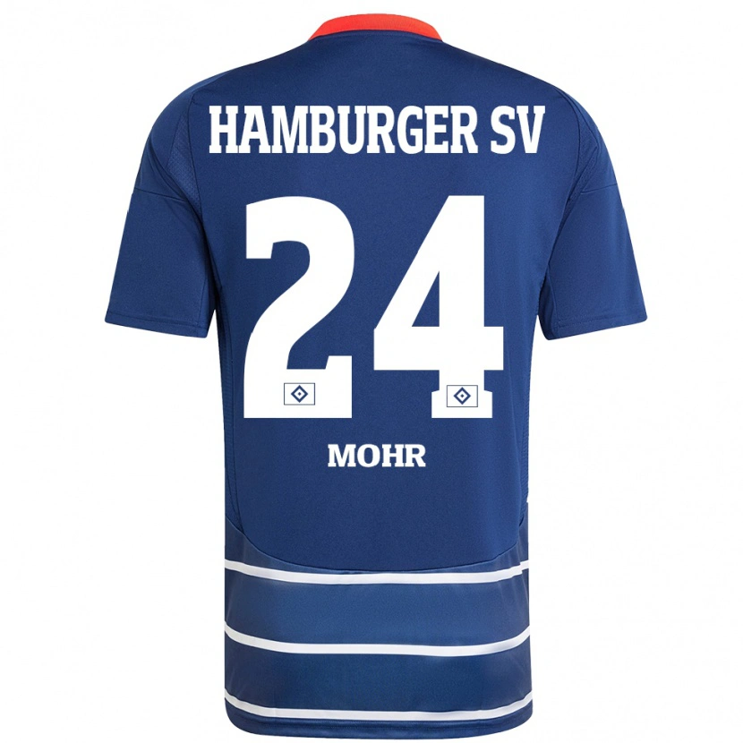 Danxen Kvinnor Jannik Mohr #24 Mörkblå Bortatröja Matchtröjor 2024/25 Tröjor T-Tröja