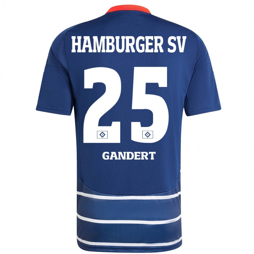 Danxen Kvinnor Jeremy Gandert #25 Mörkblå Bortatröja Matchtröjor 2024/25 Tröjor T-Tröja