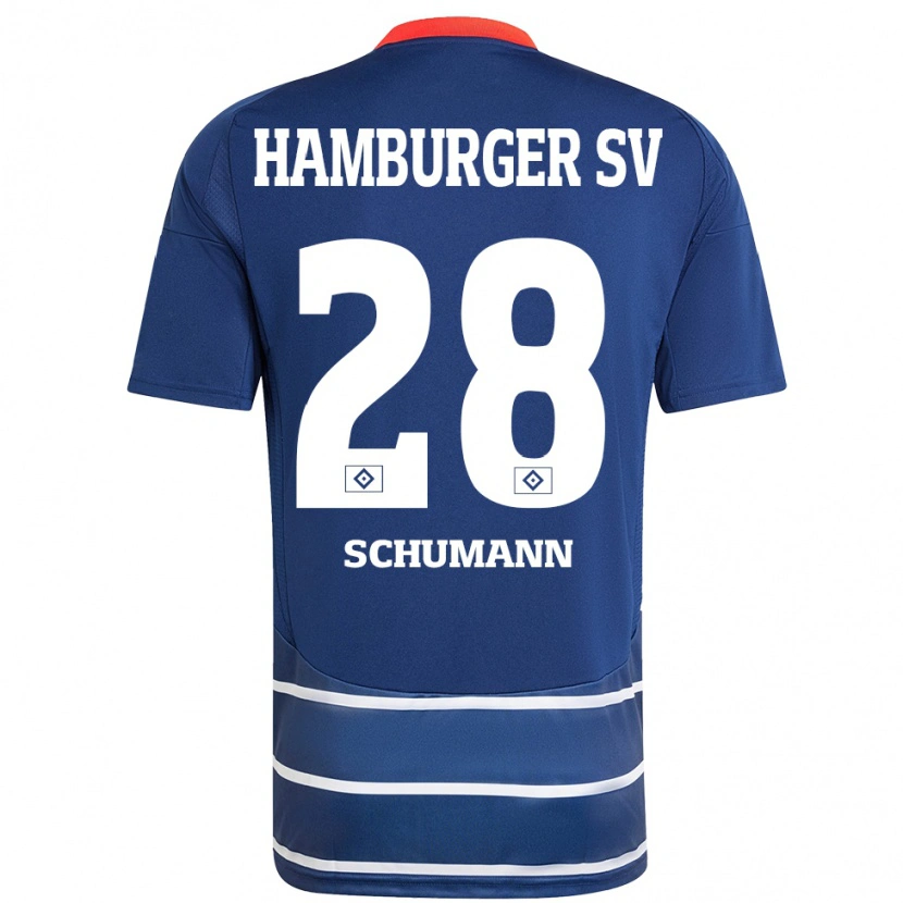 Danxen Kvinnor Henri Schümann #28 Mörkblå Bortatröja Matchtröjor 2024/25 Tröjor T-Tröja