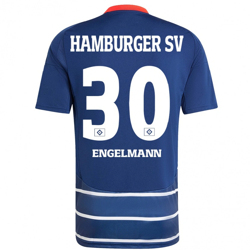 Danxen Kvinnor Timon Engelmann #30 Mörkblå Bortatröja Matchtröjor 2024/25 Tröjor T-Tröja