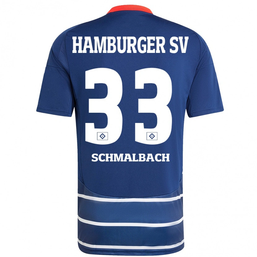 Danxen Kvinnor Sebastian Schmalbach #33 Mörkblå Bortatröja Matchtröjor 2024/25 Tröjor T-Tröja