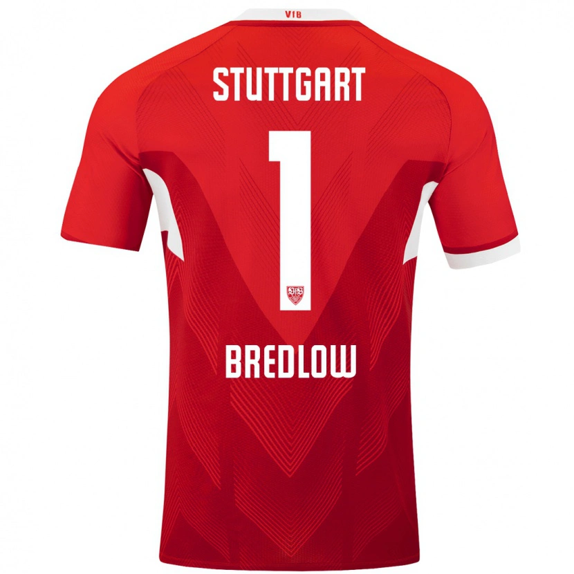 Danxen Kvinnor Fabian Bredlow #1 Röd Vit Bortatröja Matchtröjor 2024/25 Tröjor T-Tröja
