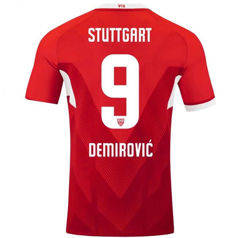 Danxen Kvinnor Ermedin Demirovic #9 Röd Vit Bortatröja Matchtröjor 2024/25 Tröjor T-Tröja