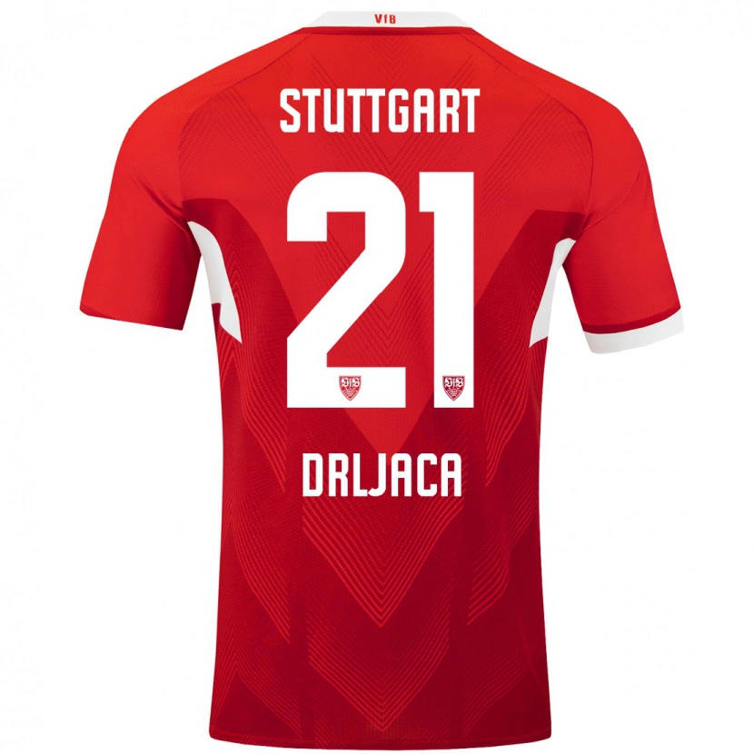 Danxen Kvinnor Stefan Drljaca #21 Röd Vit Bortatröja Matchtröjor 2024/25 Tröjor T-Tröja