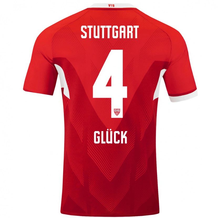 Danxen Kvinnor Michael Glück #4 Röd Vit Bortatröja Matchtröjor 2024/25 Tröjor T-Tröja