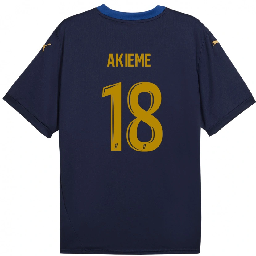 Danxen Kvinnor Sergio Akieme #18 Marinblå Guld Bortatröja Matchtröjor 2024/25 Tröjor T-Tröja