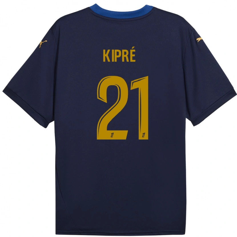 Danxen Kvinnor Cédric Kipré #21 Marinblå Guld Bortatröja Matchtröjor 2024/25 Tröjor T-Tröja