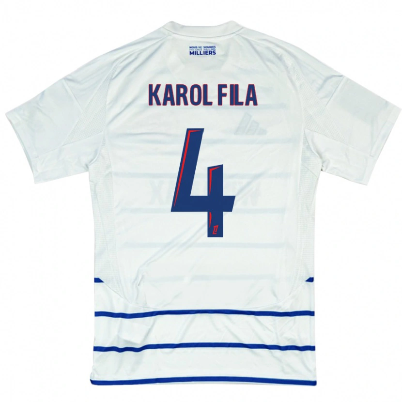 Danxen Kvinnor Karol Fila #4 Vit Blå Bortatröja Matchtröjor 2024/25 Tröjor T-Tröja