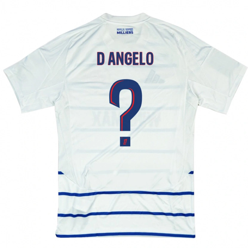 Danxen Kvinnor Gianni D'angelo #0 Vit Blå Bortatröja Matchtröjor 2024/25 Tröjor T-Tröja