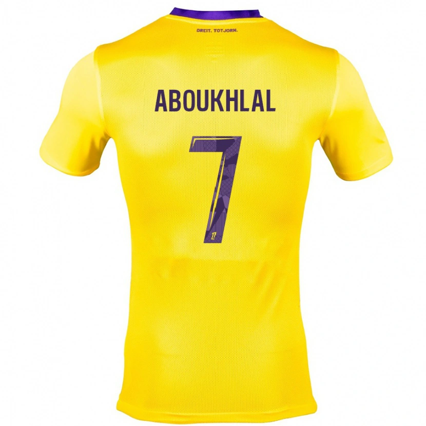 Danxen Kvinnor Zakaria Aboukhlal #7 Gullila Bortatröja Matchtröjor 2024/25 Tröjor T-Tröja