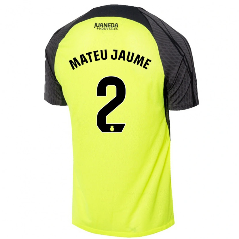 Danxen Kvinnor Mateu Morey #2 Fluorescerande Grön Svart Bortatröja Matchtröjor 2024/25 Tröjor T-Tröja