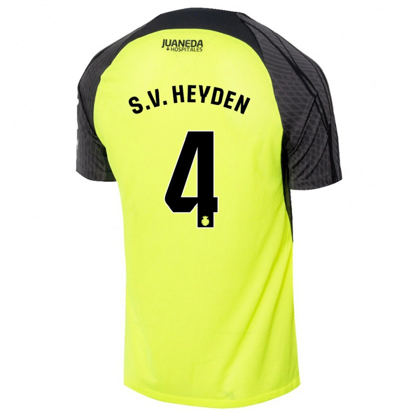 Danxen Kvinnor Siebe Van Der Heyden #4 Fluorescerande Grön Svart Bortatröja Matchtröjor 2024/25 Tröjor T-Tröja