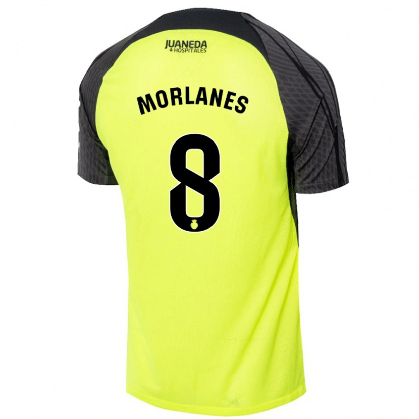 Danxen Kvinnor Manu Morlanes #8 Fluorescerande Grön Svart Bortatröja Matchtröjor 2024/25 Tröjor T-Tröja