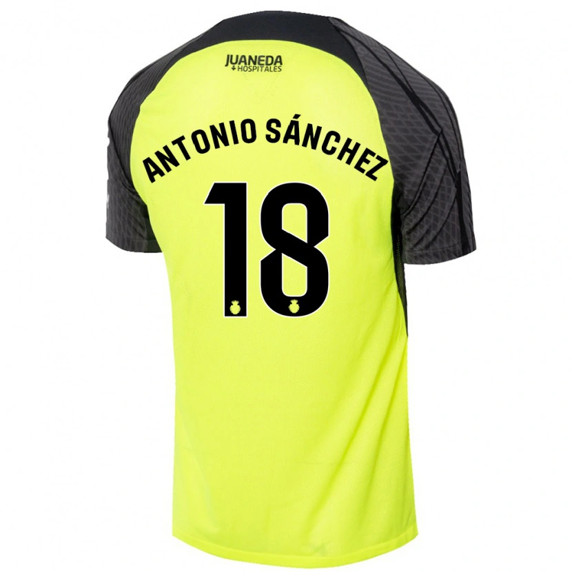 Danxen Kvinnor Antonio Sánchez #18 Fluorescerande Grön Svart Bortatröja Matchtröjor 2024/25 Tröjor T-Tröja