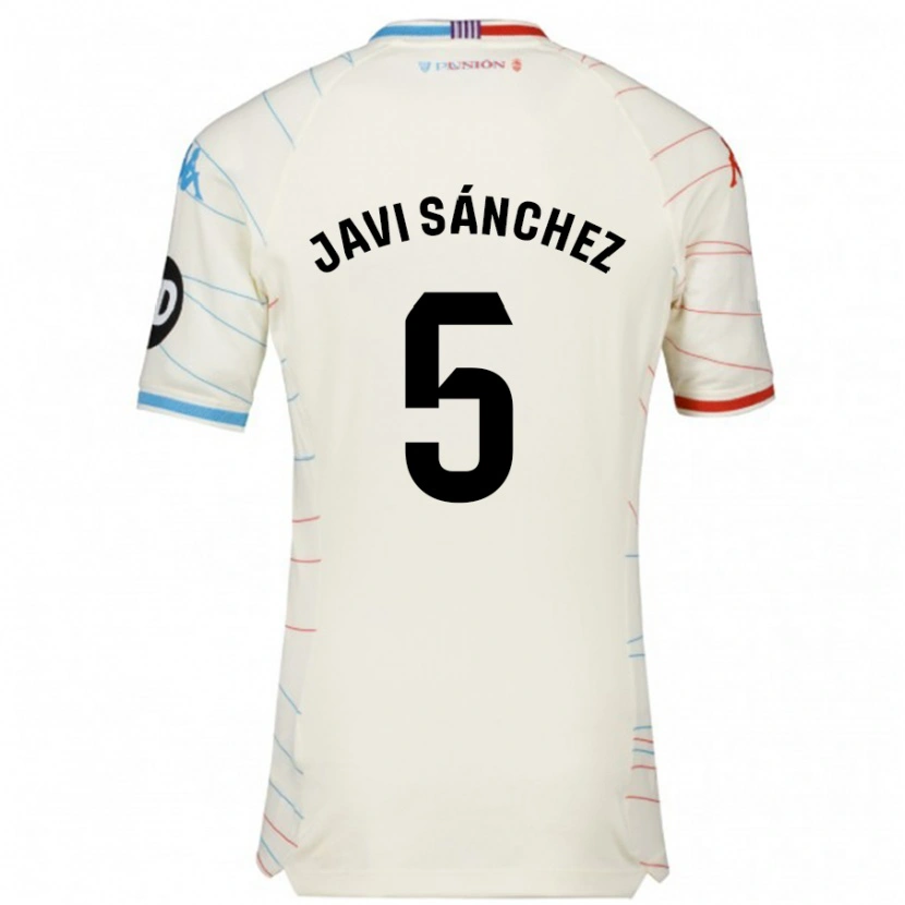 Danxen Kvinnor Javi Sánchez #5 Vit Röd Blå Bortatröja Matchtröjor 2024/25 Tröjor T-Tröja
