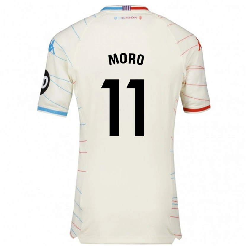 Danxen Kvinnor Raúl Moro #11 Vit Röd Blå Bortatröja Matchtröjor 2024/25 Tröjor T-Tröja