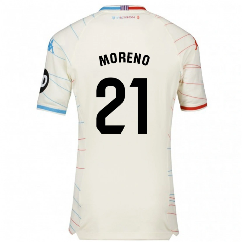 Danxen Kvinnor Xavi Moreno #21 Vit Röd Blå Bortatröja Matchtröjor 2024/25 Tröjor T-Tröja