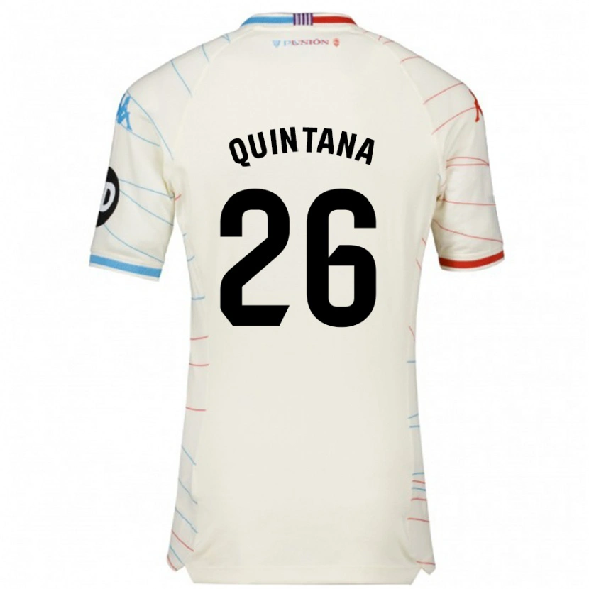 Danxen Kvinnor Alberto Quintana #26 Vit Röd Blå Bortatröja Matchtröjor 2024/25 Tröjor T-Tröja