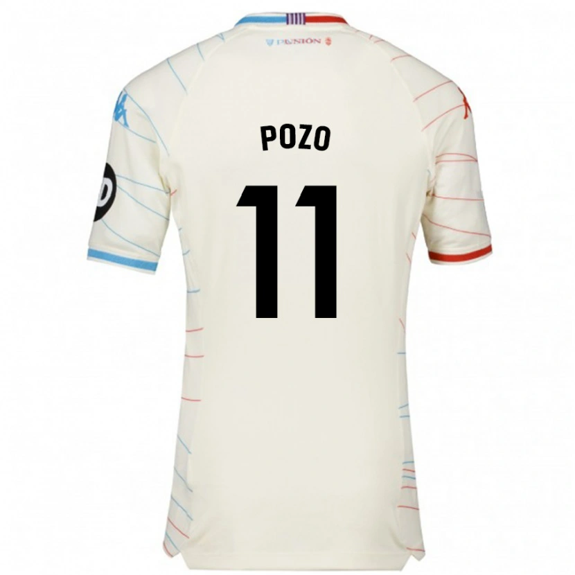 Danxen Kvinnor Manuel Pozo #11 Vit Röd Blå Bortatröja Matchtröjor 2024/25 Tröjor T-Tröja