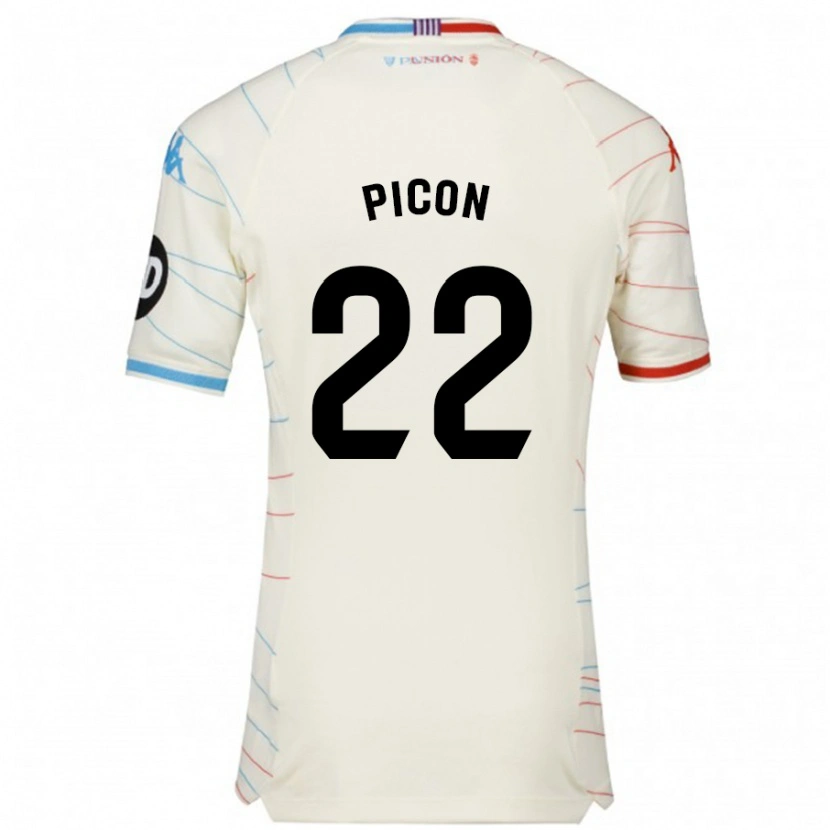 Danxen Kvinnor Pablo Picón #22 Vit Röd Blå Bortatröja Matchtröjor 2024/25 Tröjor T-Tröja