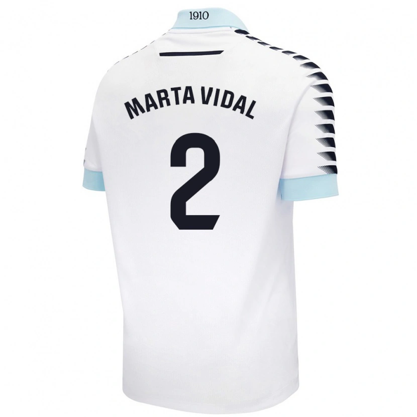 Danxen Kvinnor Marta Vidal Vela #2 Vit Blå Bortatröja Matchtröjor 2024/25 Tröjor T-Tröja