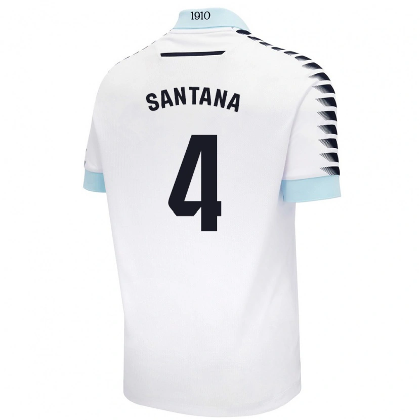 Danxen Kvinnor María Del Carmen Santana Vázquez #4 Vit Blå Bortatröja Matchtröjor 2024/25 Tröjor T-Tröja