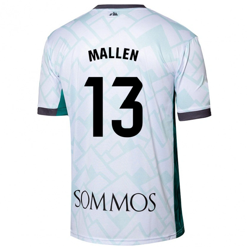 Danxen Kvinnor Lucía Mallén #13 Vit Grön Bortatröja Matchtröjor 2024/25 Tröjor T-Tröja