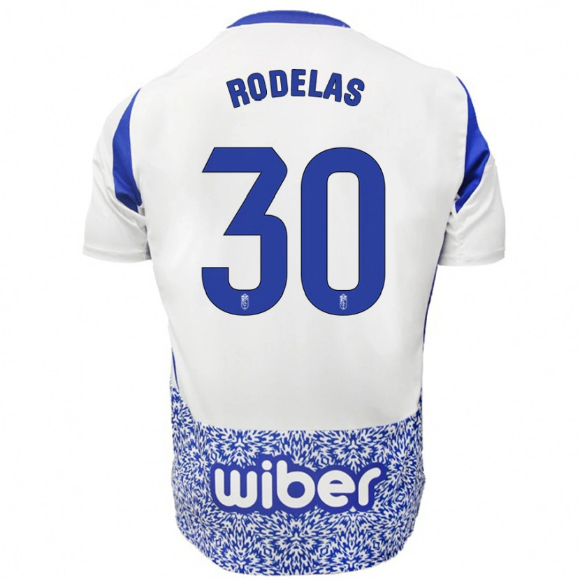 Danxen Kvinnor Sergio Rodelas #30 Vit Blå Bortatröja Matchtröjor 2024/25 Tröjor T-Tröja