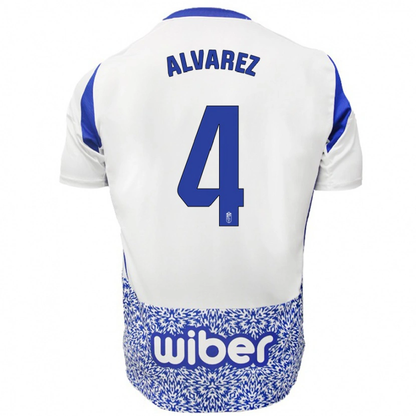 Danxen Kvinnor Isabel Álvarez #4 Vit Blå Bortatröja Matchtröjor 2024/25 Tröjor T-Tröja