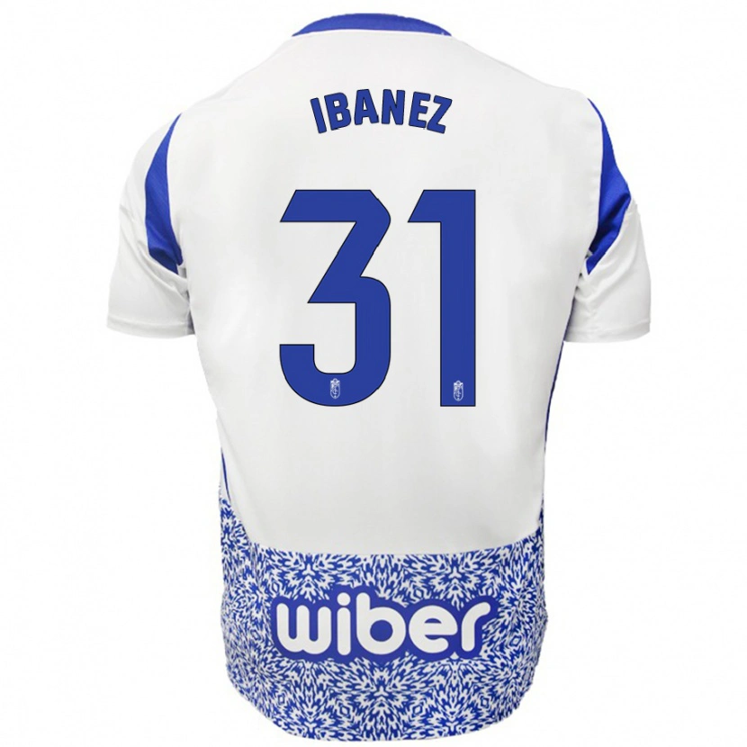Danxen Kvinnor Alba Ibáñez #31 Vit Blå Bortatröja Matchtröjor 2024/25 Tröjor T-Tröja