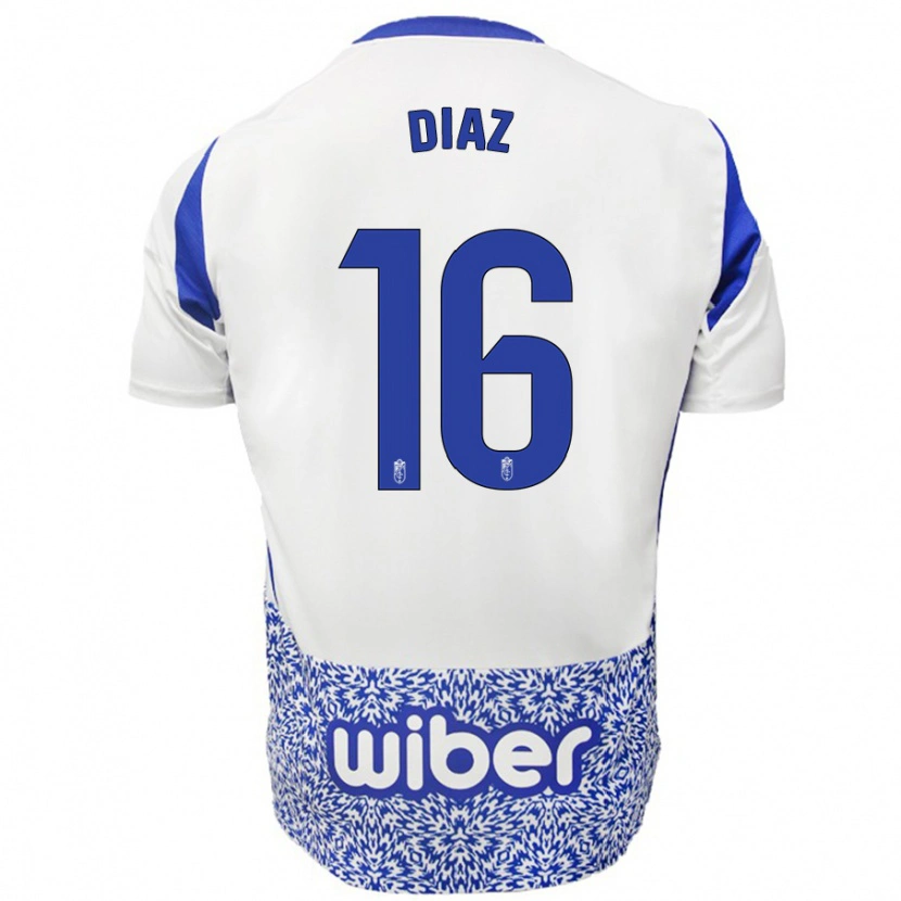 Danxen Kvinnor Víctor Díaz #16 Vit Blå Bortatröja Matchtröjor 2024/25 Tröjor T-Tröja