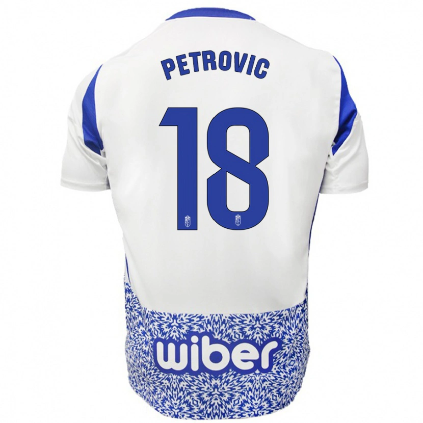 Danxen Kvinnor Njegos Petrovic #18 Vit Blå Bortatröja Matchtröjor 2024/25 Tröjor T-Tröja