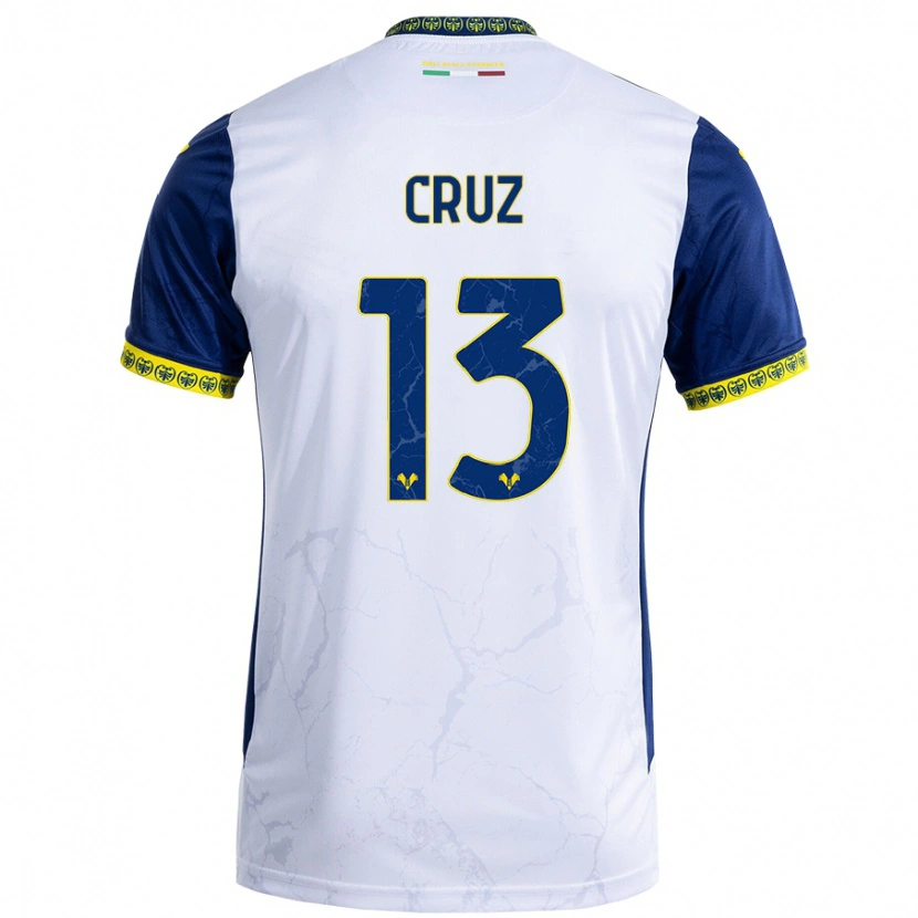 Danxen Kvinnor Juan Manuel Cruz #13 Vit Blå Bortatröja Matchtröjor 2024/25 Tröjor T-Tröja