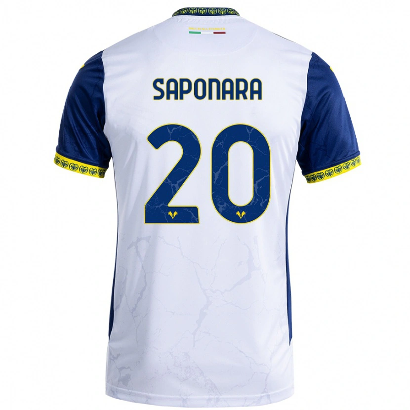 Danxen Kvinnor Riccardo Saponara #20 Vit Blå Bortatröja Matchtröjor 2024/25 Tröjor T-Tröja