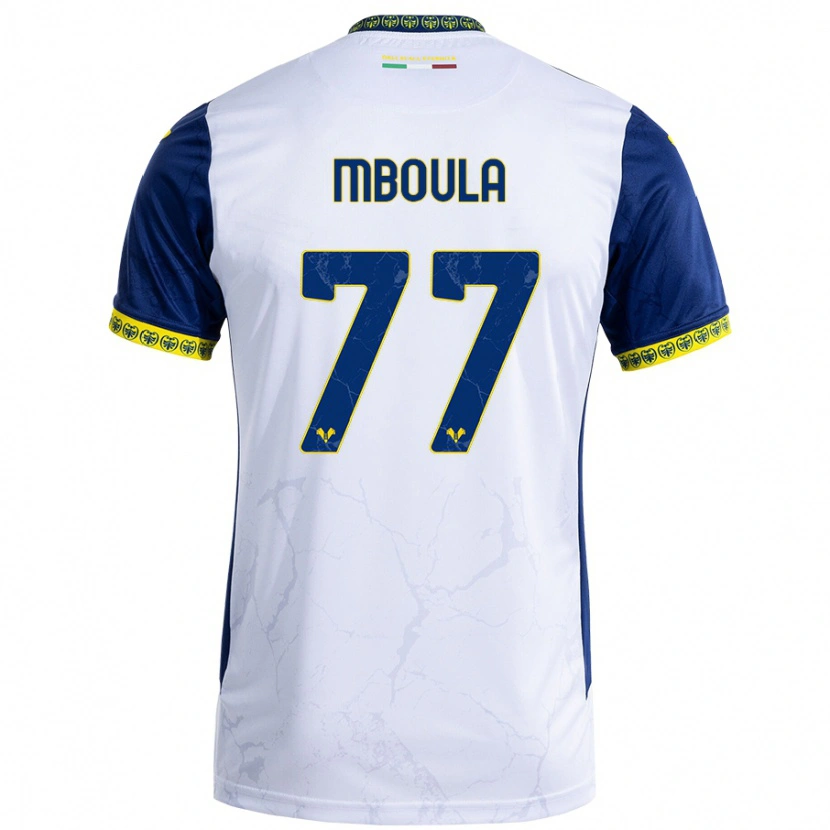 Danxen Kvinnor Jordi Mboula #77 Vit Blå Bortatröja Matchtröjor 2024/25 Tröjor T-Tröja
