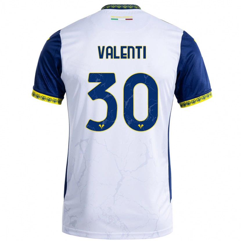 Danxen Kvinnor Francesco Valenti #30 Vit Blå Bortatröja Matchtröjor 2024/25 Tröjor T-Tröja