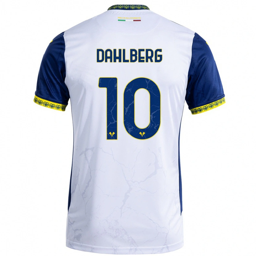 Danxen Kvinnor Jonna Dahlberg #10 Vit Blå Bortatröja Matchtröjor 2024/25 Tröjor T-Tröja