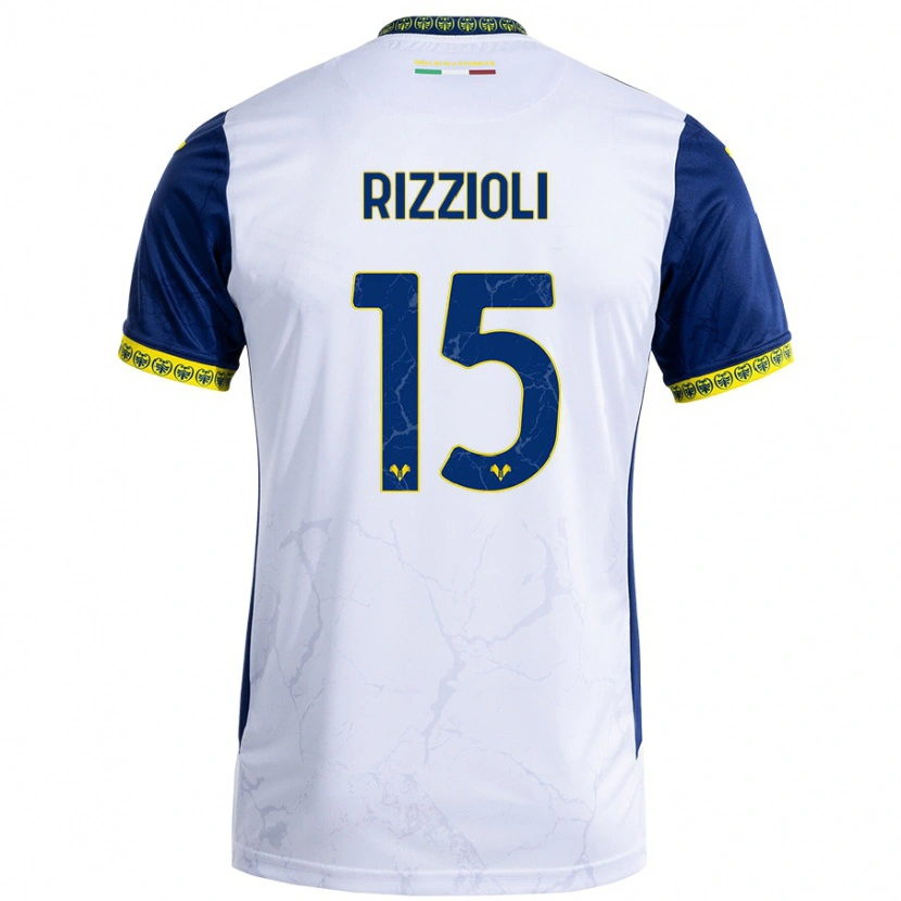 Danxen Kvinnor Gaia Rizzioli #15 Vit Blå Bortatröja Matchtröjor 2024/25 Tröjor T-Tröja