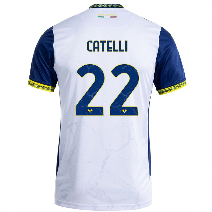 Danxen Kvinnor Anna Catelli #22 Vit Blå Bortatröja Matchtröjor 2024/25 Tröjor T-Tröja