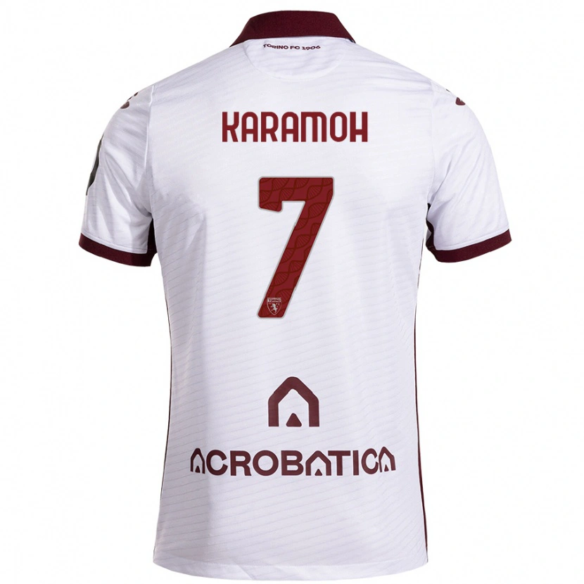 Danxen Kvinnor Yann Karamoh #7 Vit Rödbrun Bortatröja Matchtröjor 2024/25 Tröjor T-Tröja