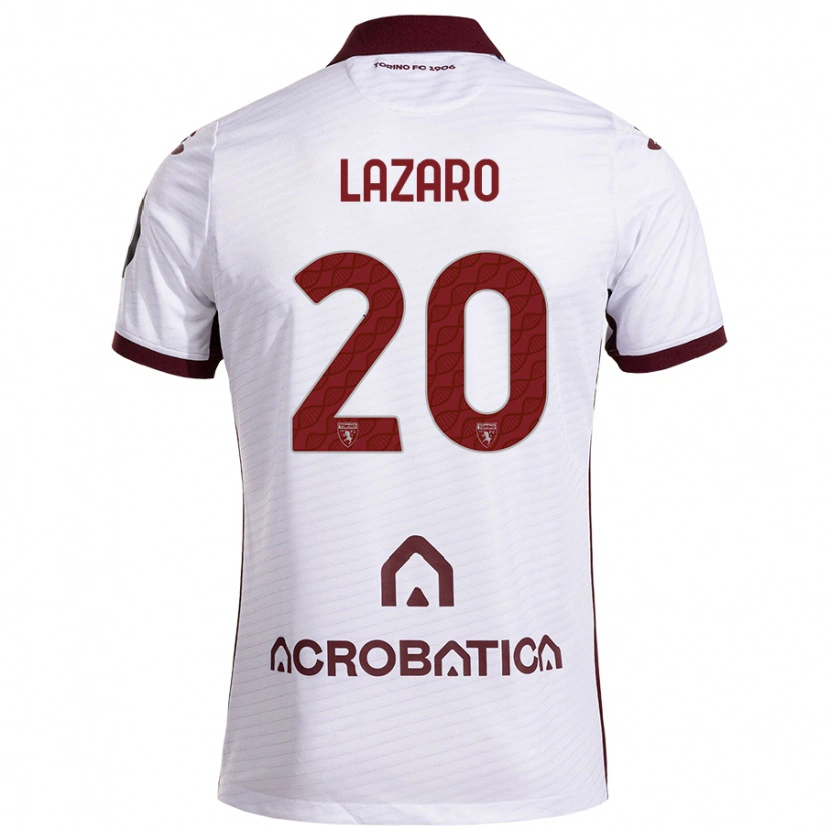 Danxen Kvinnor Valentino Lazaro #20 Vit Rödbrun Bortatröja Matchtröjor 2024/25 Tröjor T-Tröja